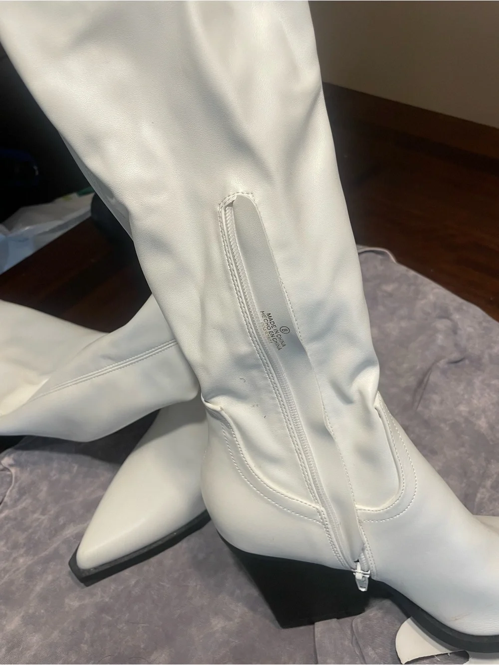 Forever 21 White Pointed-Toe Over-The-Knee Boots